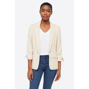 Ellen Tracy Women’s Tan Striped Open Front Blazer Size Large